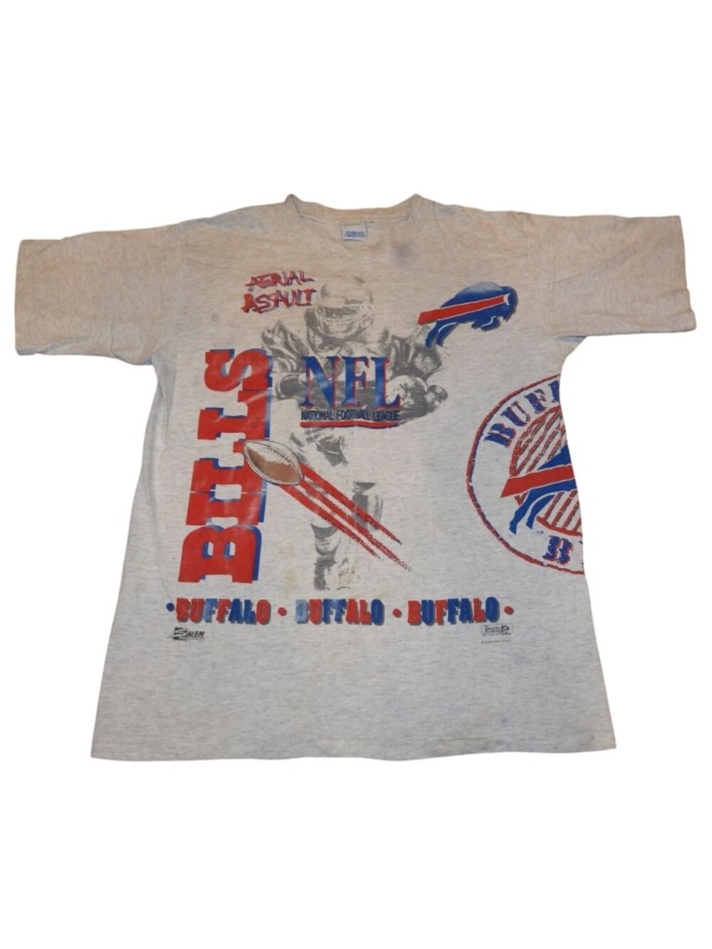 Vintage 1990s Buffalo Bills Salem Sportswear Wrap Around T-Shirt Men's Large